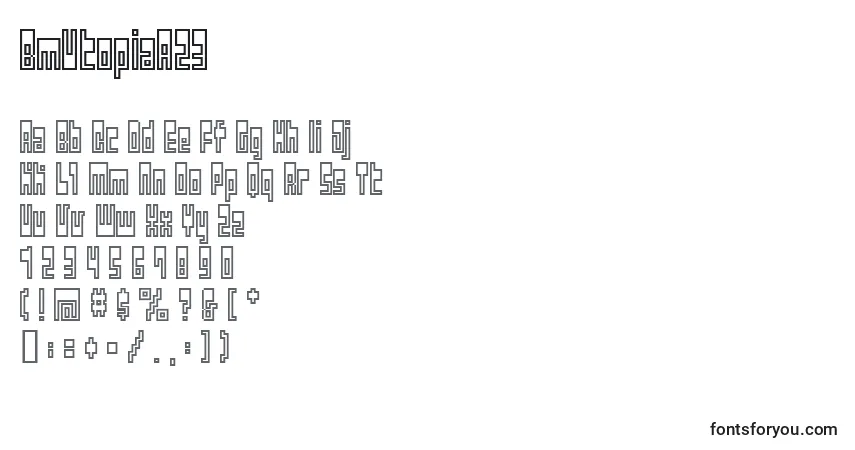 Czcionka BmUtopiaA23 – alfabet, cyfry, specjalne znaki