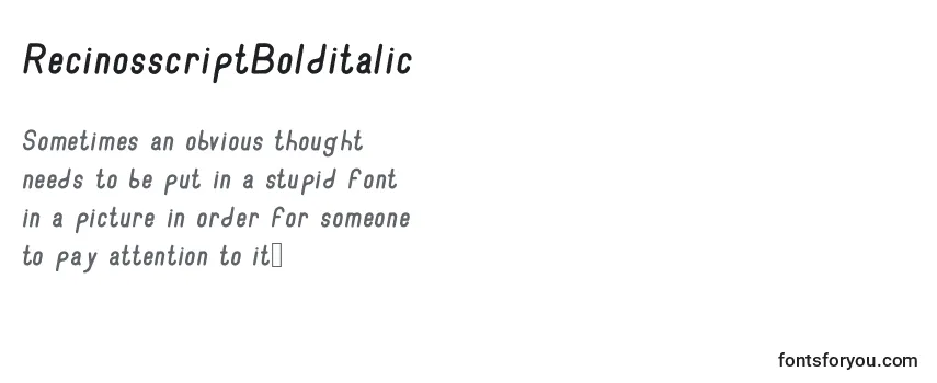 Review of the RecinosscriptBolditalic Font