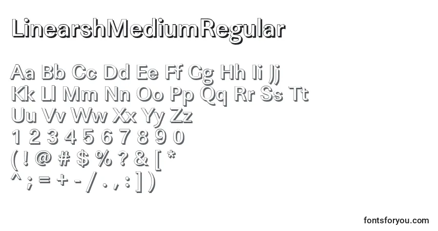Schriftart LinearshMediumRegular – Alphabet, Zahlen, spezielle Symbole