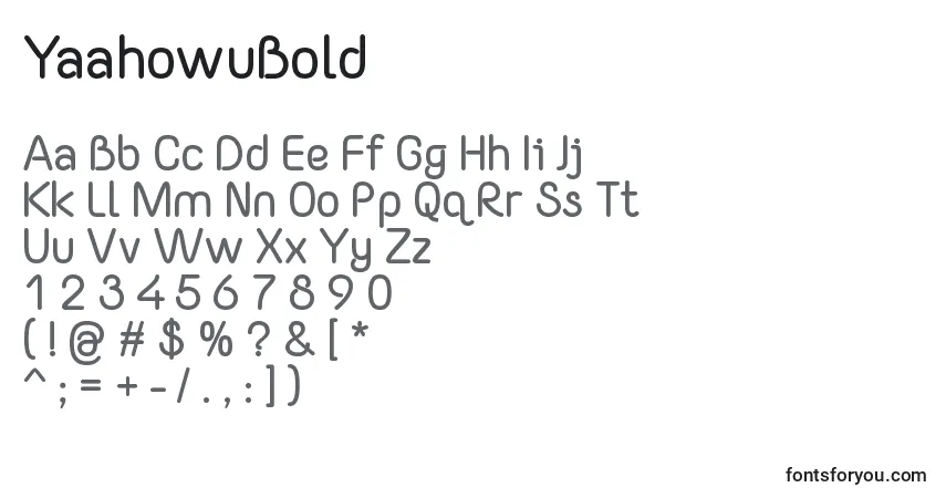 A fonte YaahowuBold – alfabeto, números, caracteres especiais