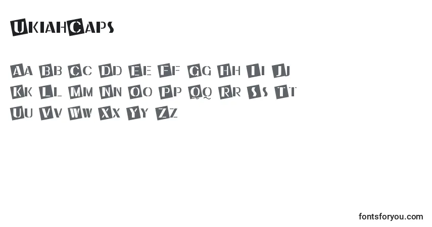A fonte UkiahCaps – alfabeto, números, caracteres especiais