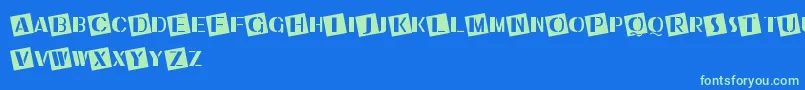 UkiahCaps Font – Green Fonts on Blue Background