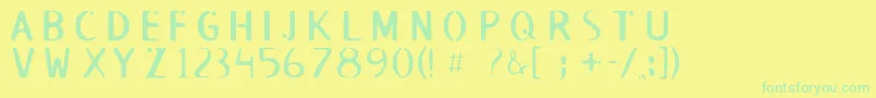 Roswell-Schriftart – Grüne Schriften auf gelbem Hintergrund