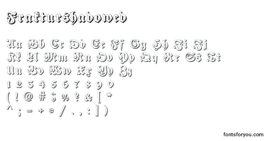 A fonte Frakturshadowed – alfabeto, números, caracteres especiais
