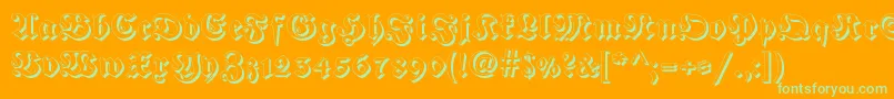 Frakturshadowed Font – Green Fonts on Orange Background