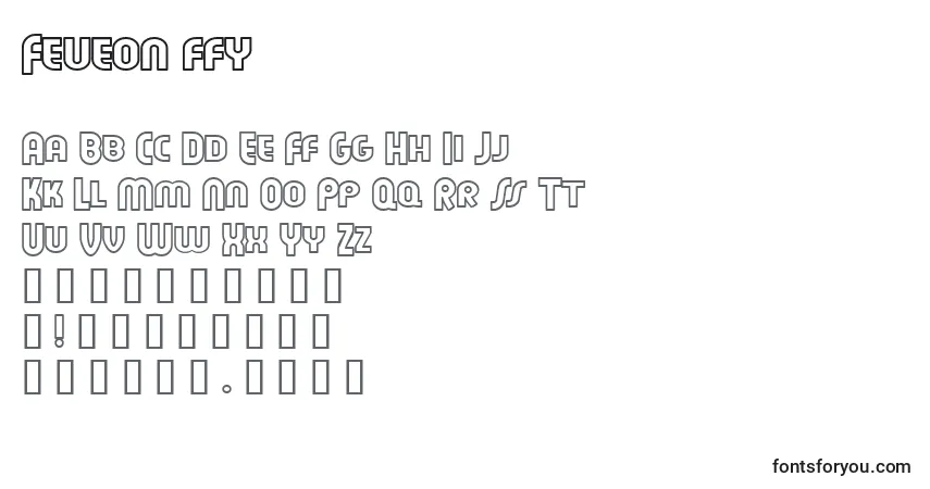 Schriftart Feueon ffy – Alphabet, Zahlen, spezielle Symbole