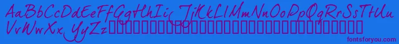 Czcionka Dj5ctrial – fioletowe czcionki na niebieskim tle