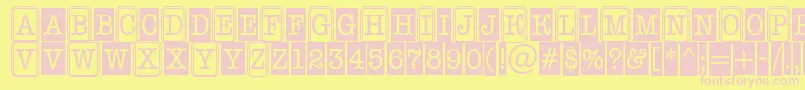 AOldtypernrcmcmb2-fontti – vaaleanpunaiset fontit keltaisella taustalla