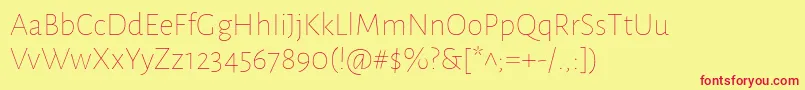 AlegreyasansThin Font – Red Fonts on Yellow Background