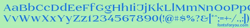 Czcionka Prida01black – niebieskie czcionki na zielonym tle