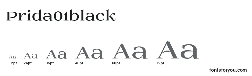 Размеры шрифта Prida01black