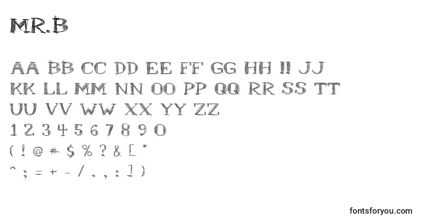 A fonte Mr.B – alfabeto, números, caracteres especiais