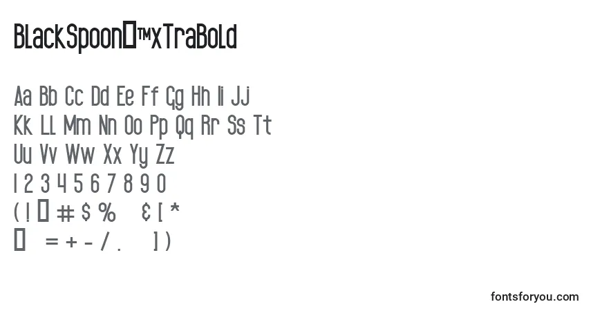 A fonte BlackSpoonР™xTraBold – alfabeto, números, caracteres especiais