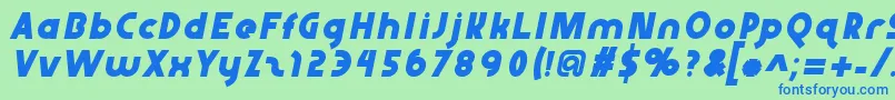 Fonte Abraxeousitalic – fontes azuis em um fundo verde