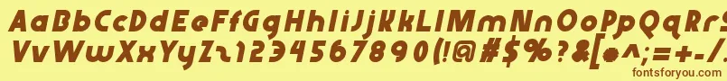 Fonte Abraxeousitalic – fontes marrons em um fundo amarelo