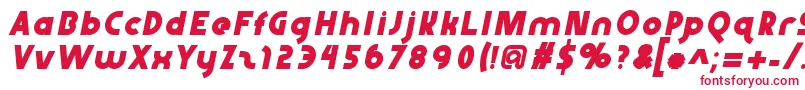 フォントAbraxeousitalic – 白い背景に赤い文字