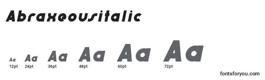 Размеры шрифта Abraxeousitalic