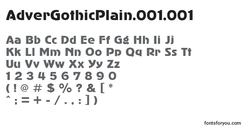 Czcionka AdverGothicPlain.001.001 – alfabet, cyfry, specjalne znaki
