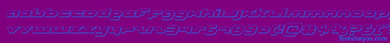 フォントUnisol3Dital – 紫色の背景に青い文字