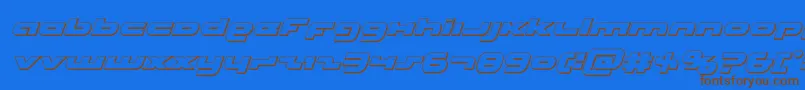フォントUnisol3Dital – 茶色の文字が青い背景にあります。
