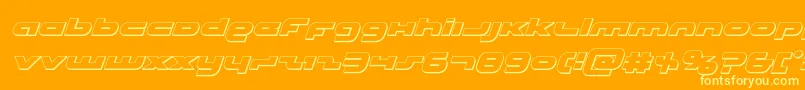 Unisol3Dital-Schriftart – Gelbe Schriften auf orangefarbenem Hintergrund