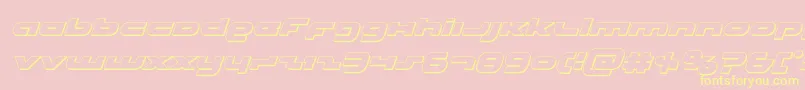 Unisol3Dital-Schriftart – Gelbe Schriften auf rosa Hintergrund