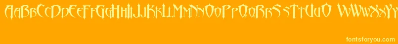 AbaddonLlJeda-Schriftart – Gelbe Schriften auf orangefarbenem Hintergrund