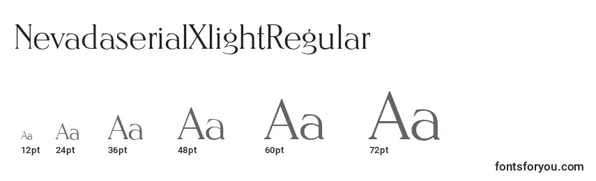 Размеры шрифта NevadaserialXlightRegular