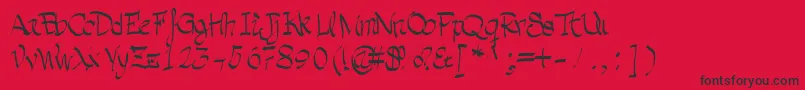 Czcionka Grafia – czarne czcionki na czerwonym tle