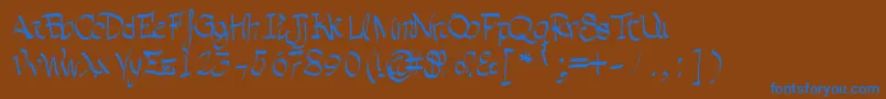 Grafiaフォントについての詳細 フォントGrafia – 茶色の背景に青い文字