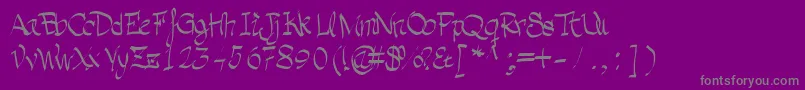 Grafia-fontti – harmaat kirjasimet violetilla taustalla