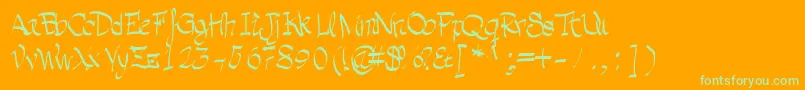 Grafia-Schriftart – Grüne Schriften auf orangefarbenem Hintergrund