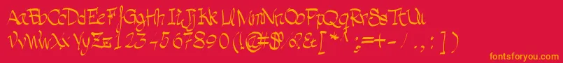 Saiba mais sobre a fonte Grafia Fonte Grafia – fontes laranjas em um fundo vermelho