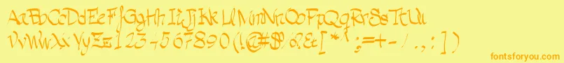 Grafia-fontti – oranssit fontit keltaisella taustalla