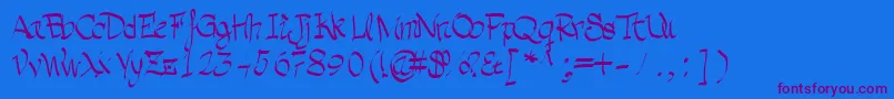 Grafia-Schriftart – Violette Schriften auf blauem Hintergrund