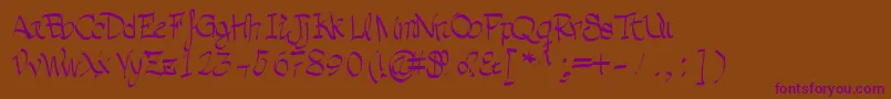 Grafia-Schriftart – Violette Schriften auf braunem Hintergrund