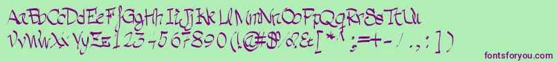 Grafia-Schriftart – Violette Schriften auf grünem Hintergrund