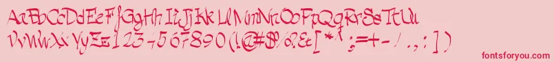 フォントGrafia – ピンクの背景に赤い文字