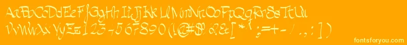 Więcej informacji o czcionce Grafia Czcionka Grafia – żółte czcionki na pomarańczowym tle
