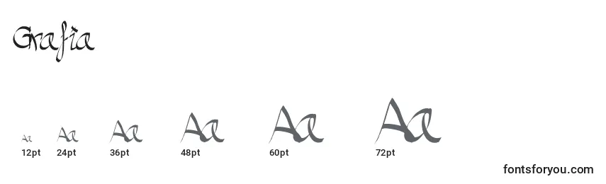 Größen der Schriftart Grafia