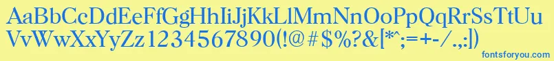 フォントHorshamserialLightRegular – 青い文字が黄色の背景にあります。