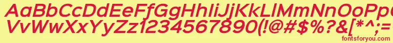 フォントSinkinsans600semibolditali – 赤い文字の黄色い背景
