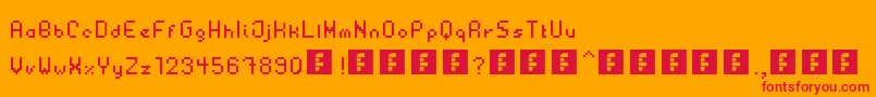 フォントPlastica – オレンジの背景に赤い文字