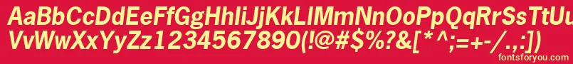 MacroSsiBoldItalic Font – Yellow Fonts on Red Background