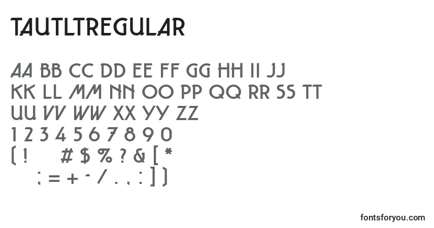Czcionka TautLtRegular – alfabet, cyfry, specjalne znaki