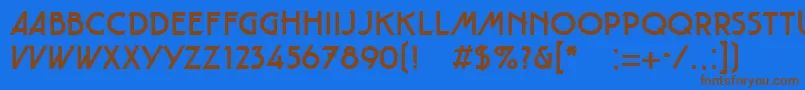 フォントTautLtRegular – 茶色の文字が青い背景にあります。
