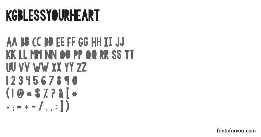 Schriftart Kgblessyourheart – Alphabet, Zahlen, spezielle Symbole