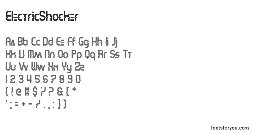 Czcionka ElectricShocker – alfabet, cyfry, specjalne znaki