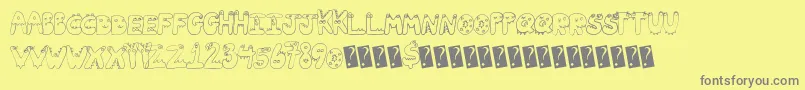 Fonte Tinyfriends – fontes cinzas em um fundo amarelo