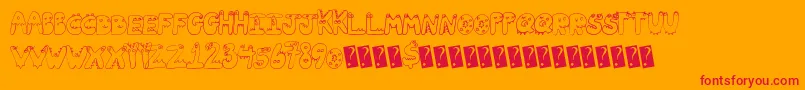 Tinyfriends Font – Red Fonts on Orange Background